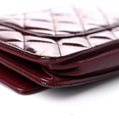 Chanel Patent Quilted Wallet On Chain WOC Burgundy 15 of 15