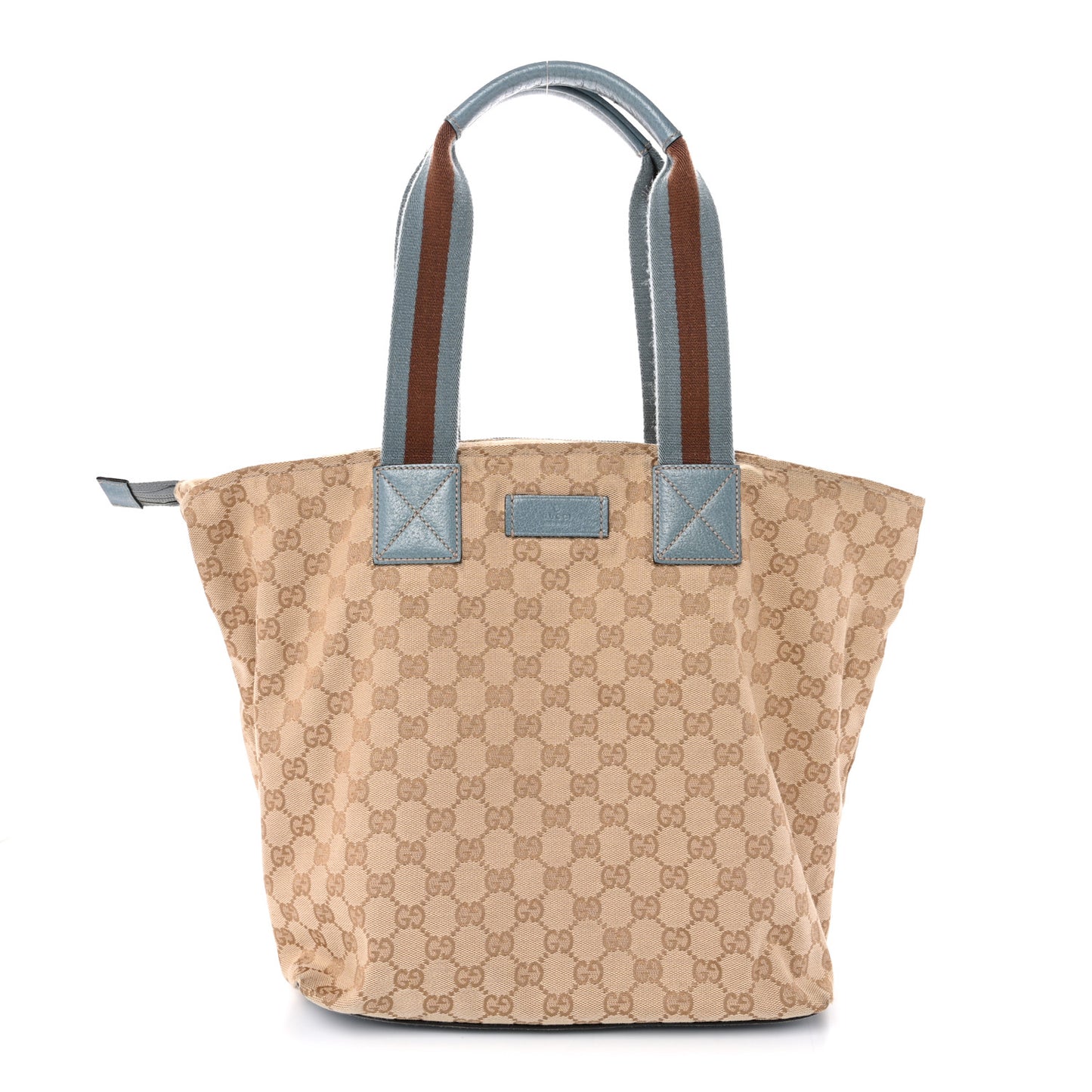 GG Monogram Large Web Handle Bucket Tote Blue