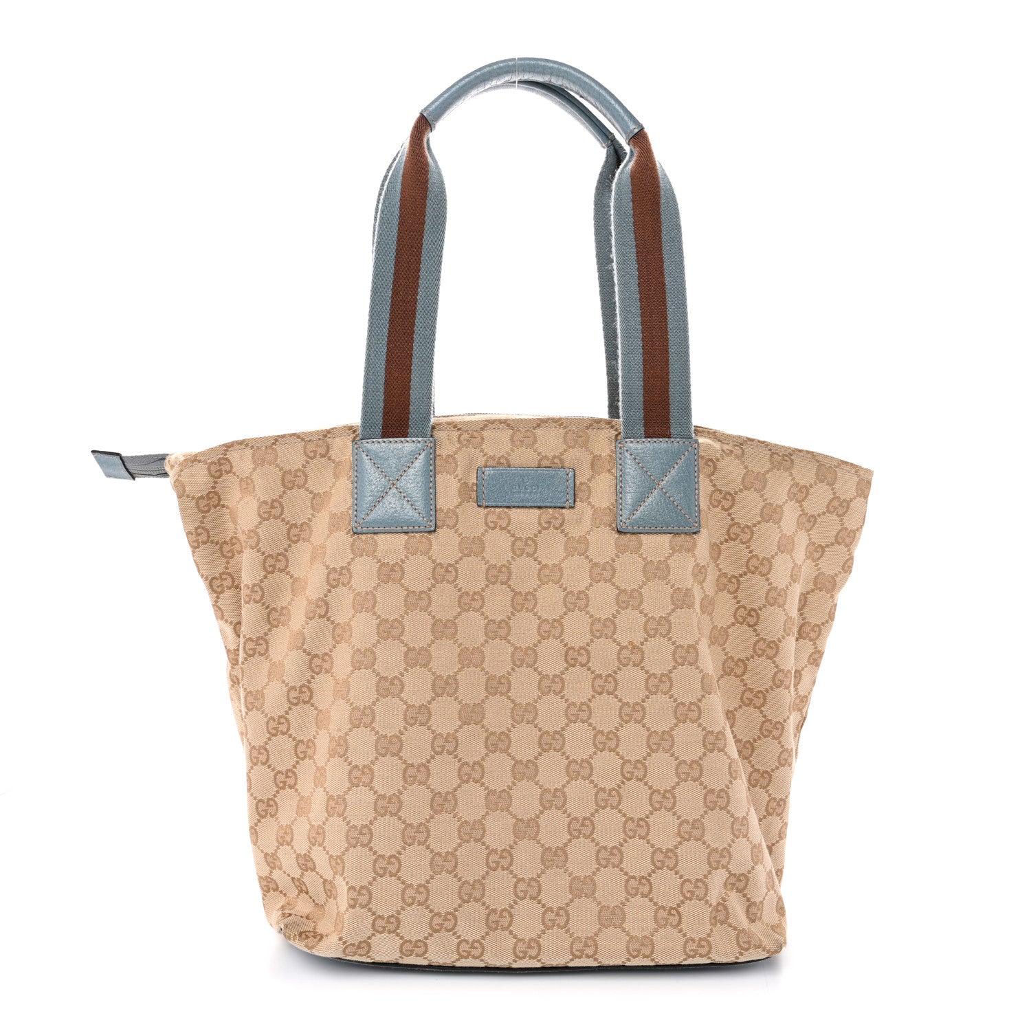 Gucci GG Monogram Large Web Handle Bucket Tote Blue 1 of 15