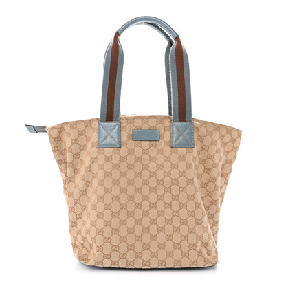 Gucci GG Monogram Large Web Handle Bucket Tote Blue 1 of 15