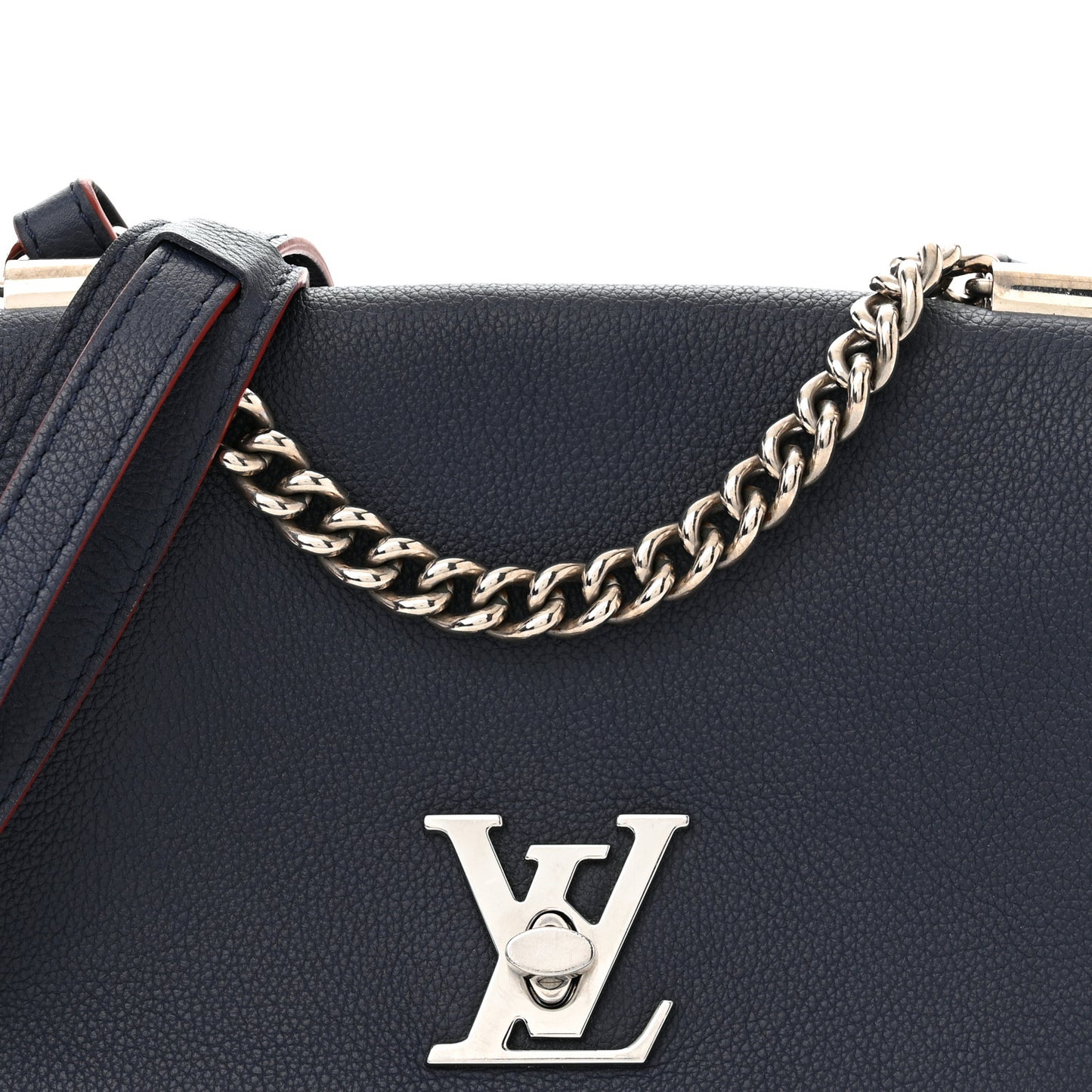Calfskin Lockme II Chain Bag BB Marine Rouge