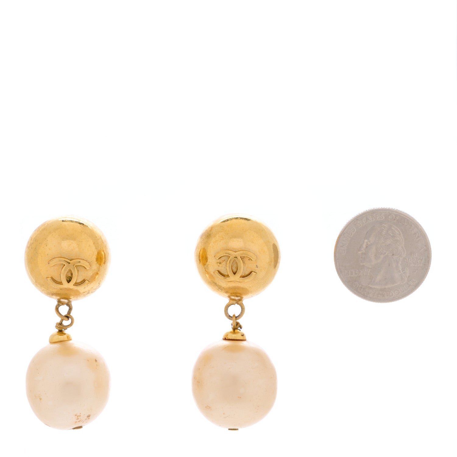 Chanel Pearl CC Drop Clip On Earrings Gold 2 of 4