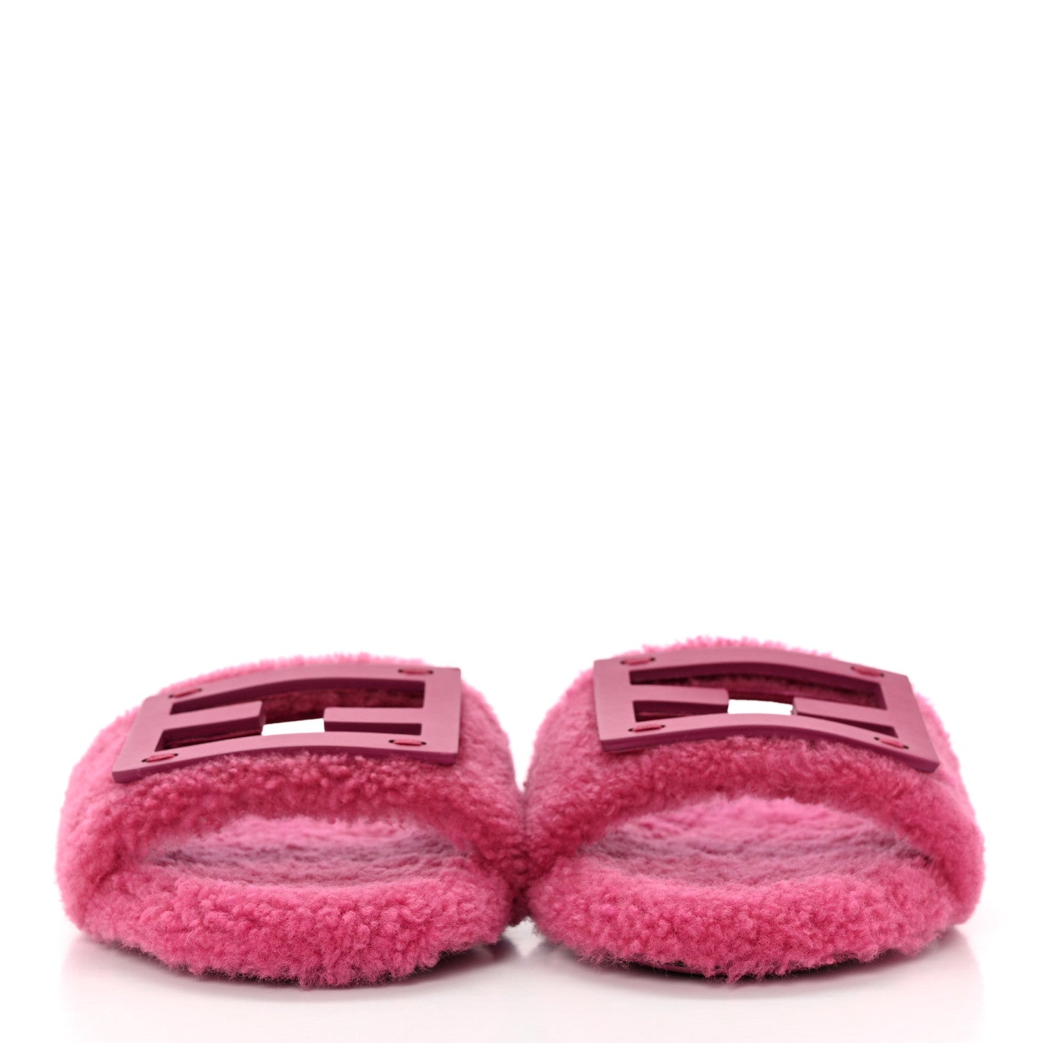 Fendi Shearling FF Baguette Slide Sandals 36.5 Pink 2 of 10