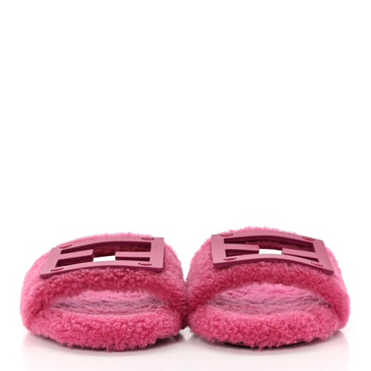Fendi Shearling FF Baguette Slide Sandals 36.5 Pink 2 of 10