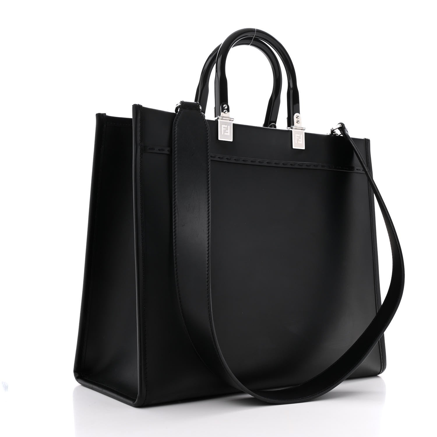 Fendi Vitello King Plexiglass Medium Fendi Sunshine Shopper Tote Black White 3 of 12