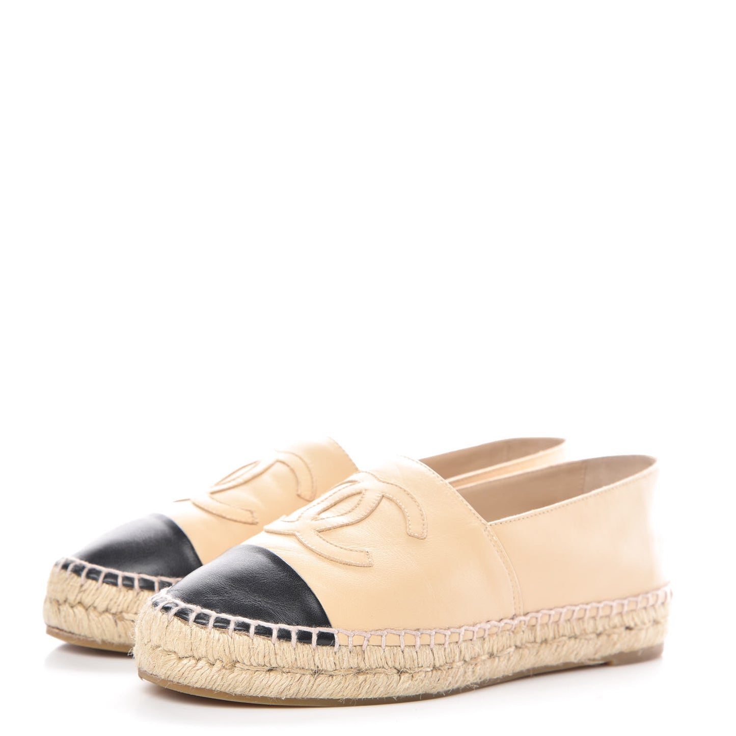 Lambskin CC Espadrilles 37 Beige Black