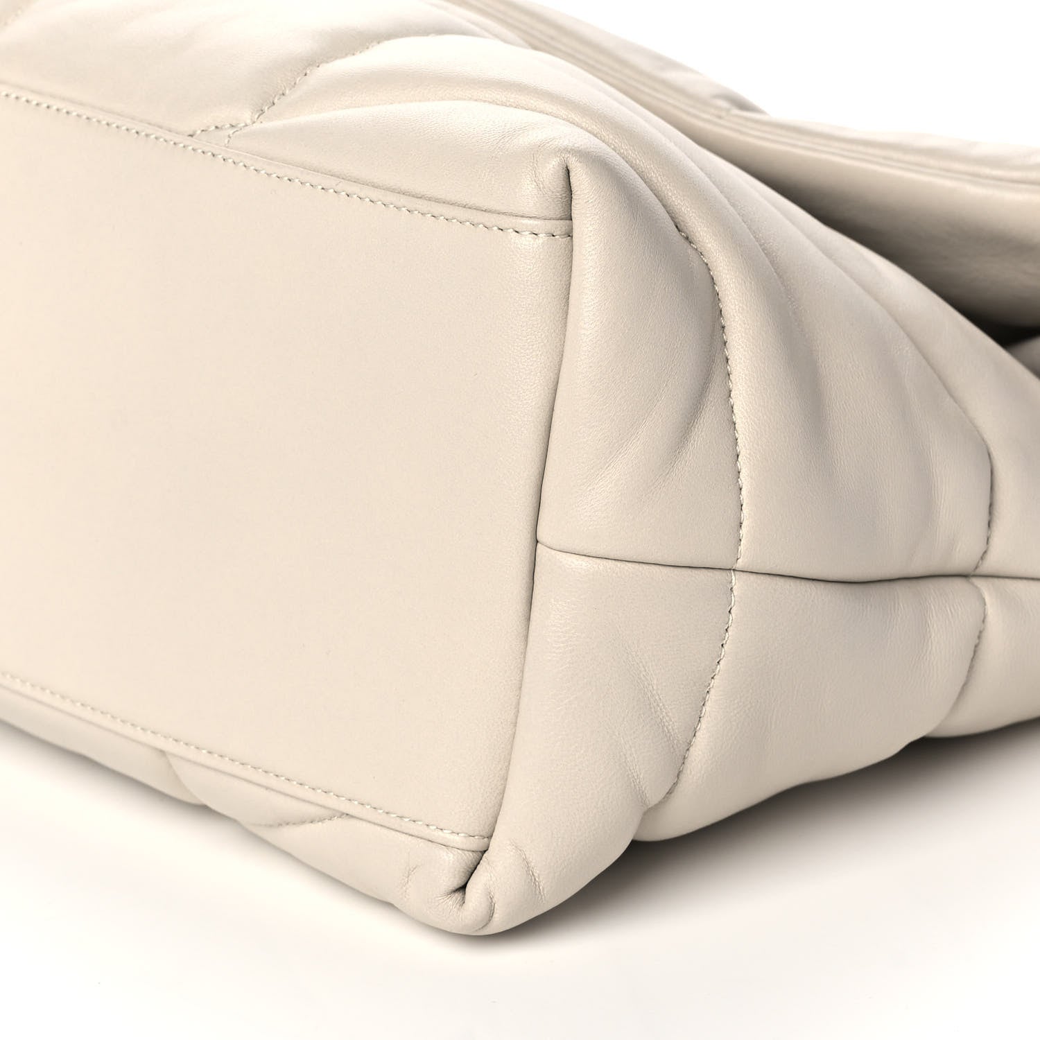 Saint Laurent Lambskin Quilted Medium Loulou Puffer Monogram Chain Satchel Crema Soft 10 of 11