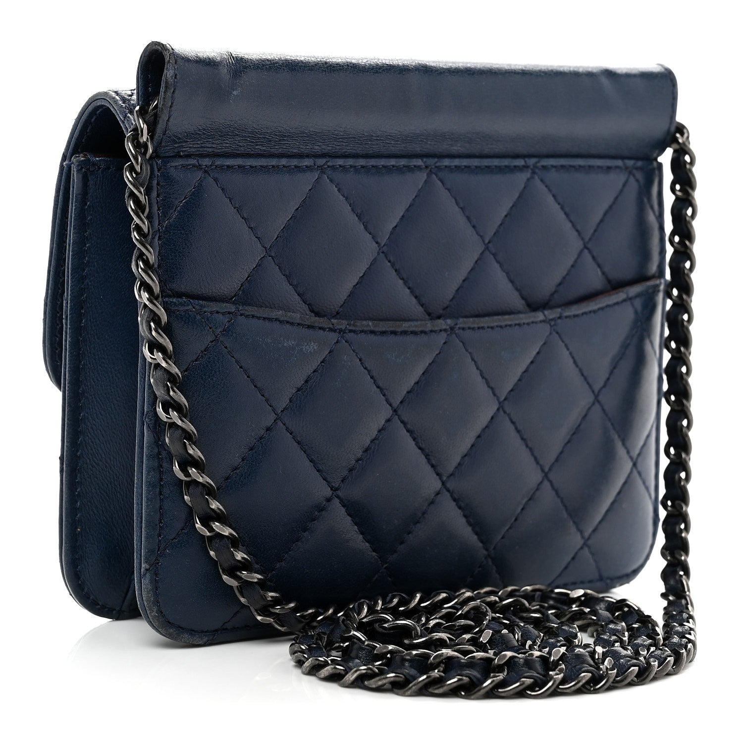 CHANEL ネイビー キルティング バッグ Chanel Lambskin Quilted Mini Crossing Times Flap Blue 1884809