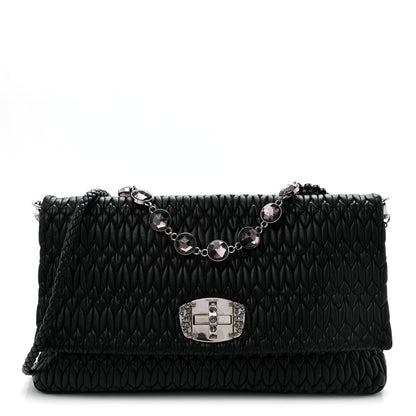 Miu Miu Nappa Matelasse Crystal Flap Clutch Black 2 of 23