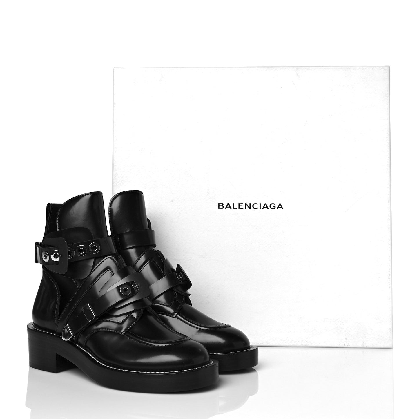 Brushed Calfskin Ceinture Ankle Boots 35 Black