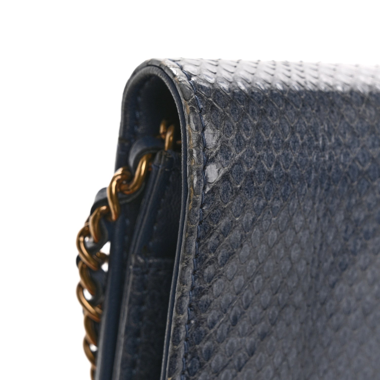 Chanel Snakeskin Wallet On Chain WOC Blue 14 of 18