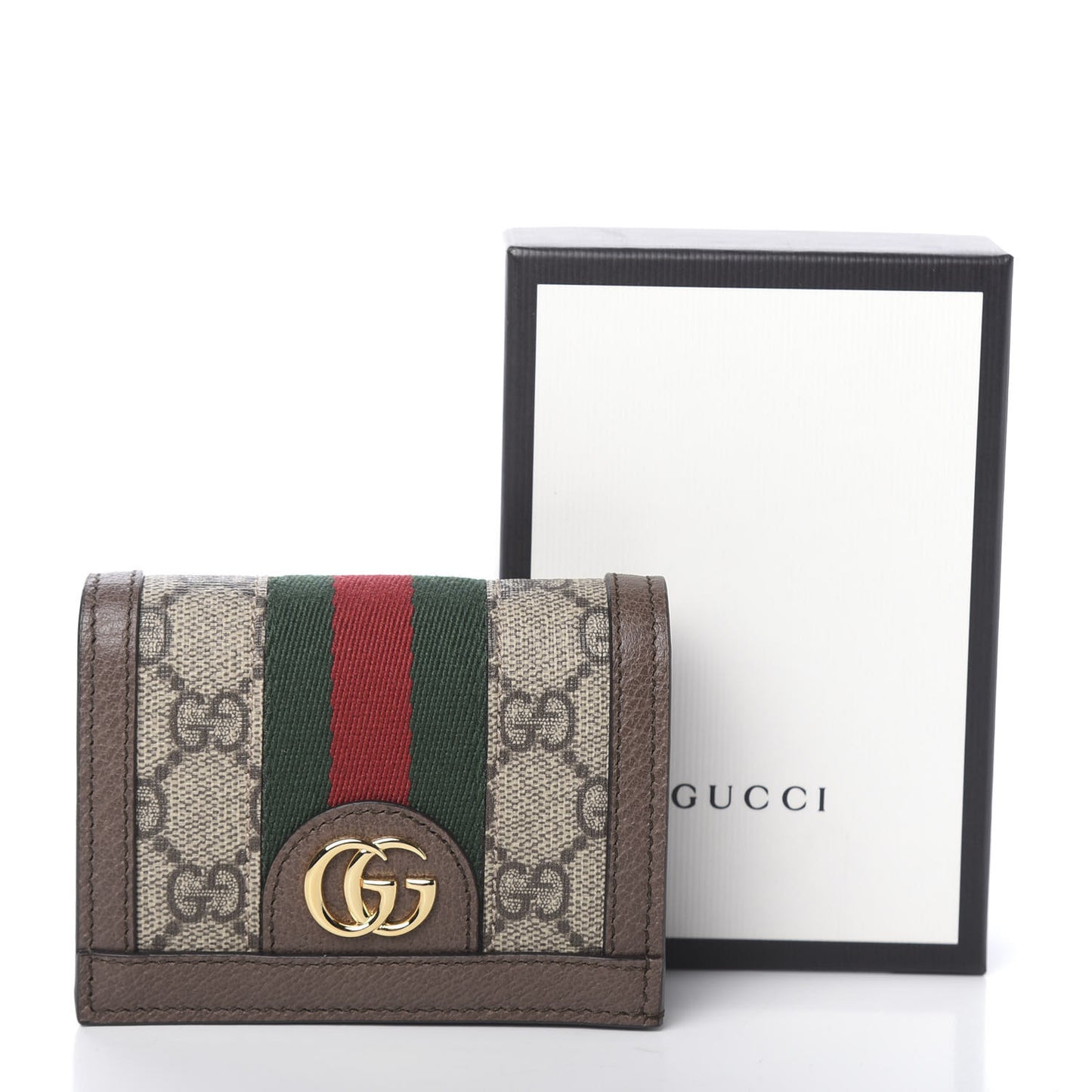 GG Supreme Monogram Web Ophidia Card Case Beige New Acero