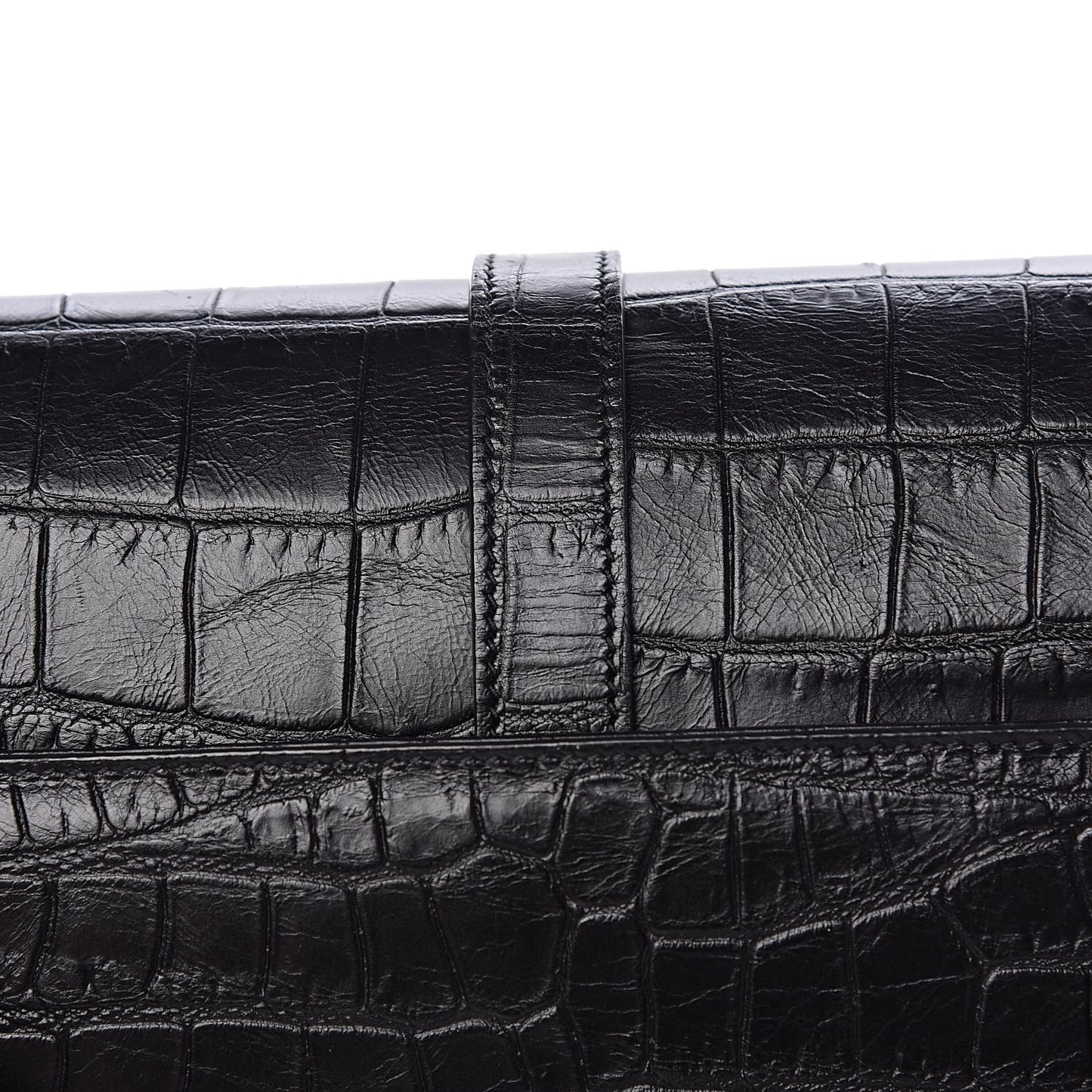 Calfskin Crocodile Embossed Monogram Large College Satchel Black