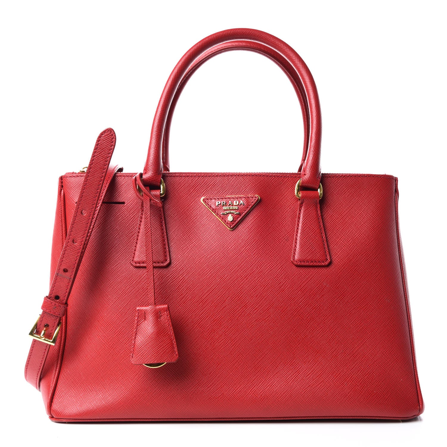Prada Saffiano Small Galleria Double Zip Tote Fuoco 1 of 20