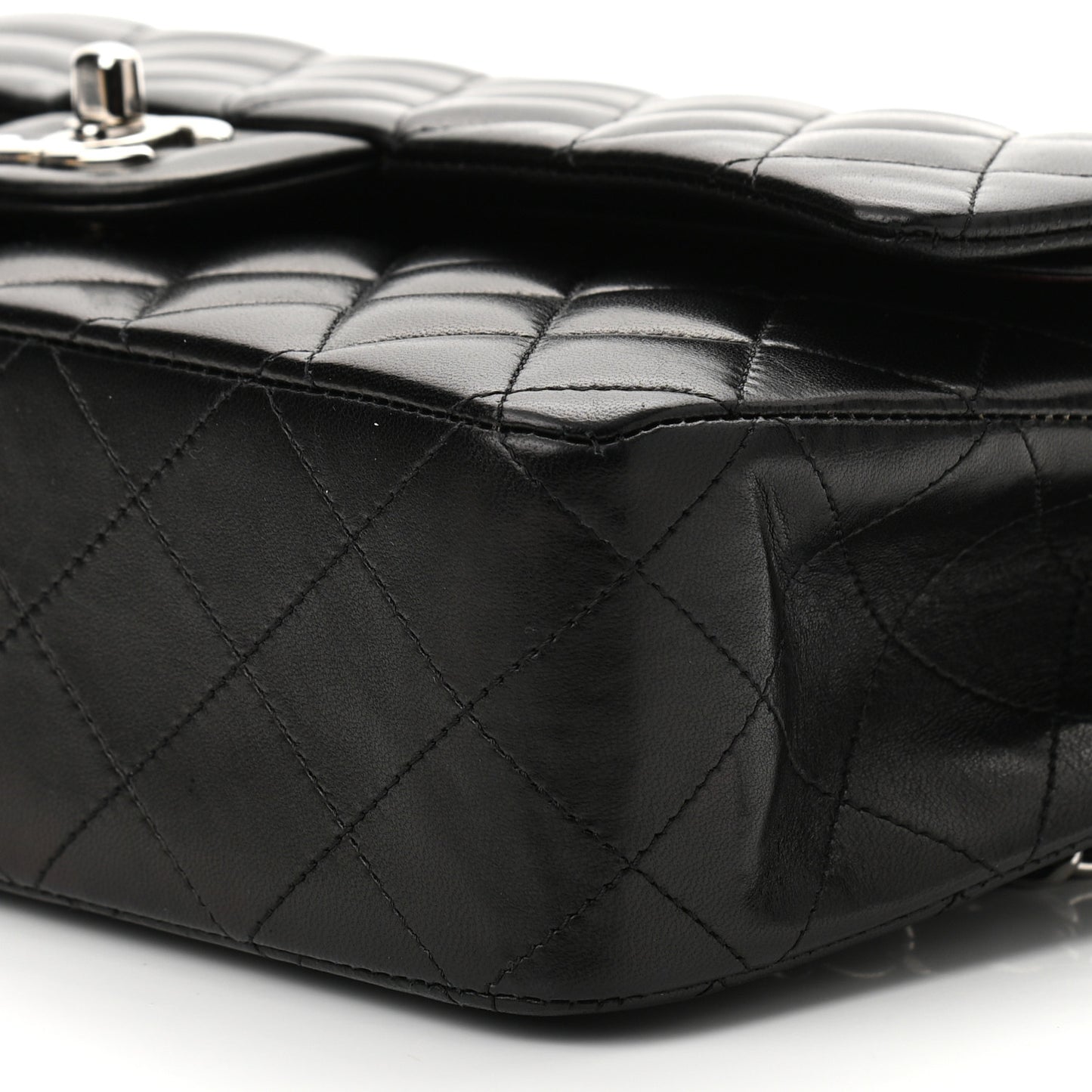 Lambskin Quilted Medium Double Flap Black