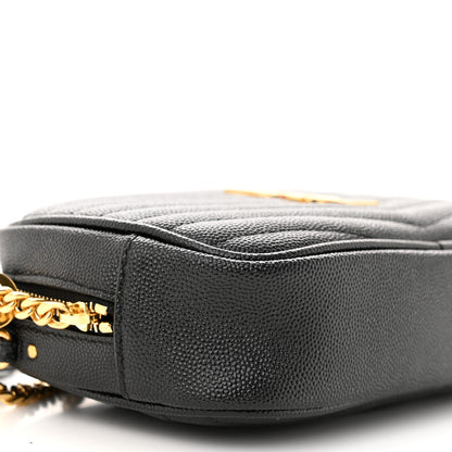 Saint Laurent Grain De Poudre Matelasse Monogram Mini Lou Camera Bag Black 9 of 11