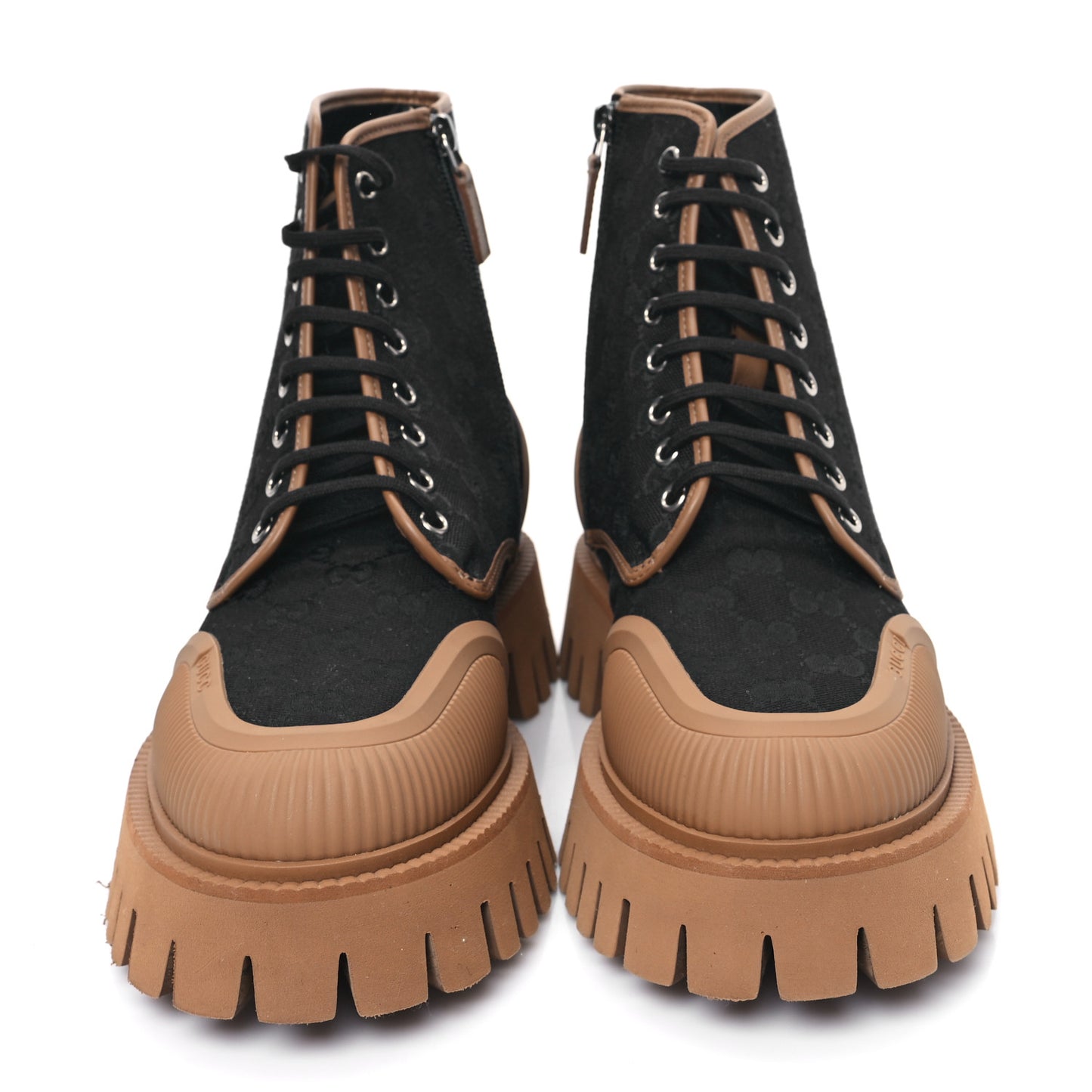 Monogram Miro Soft Calfskin Mens Lace Up Combat Boots 8 Black Koi Beige
