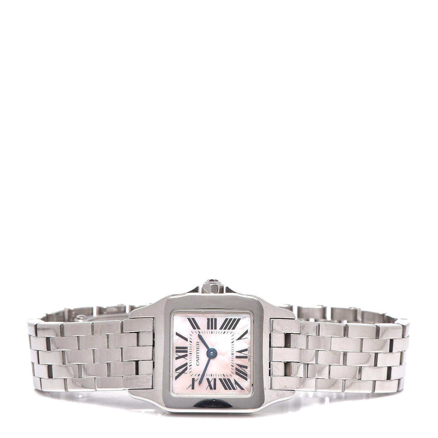Stainless Steel Pink Mother of Pearl 20mm Santos Demoiselle Quartz Watch