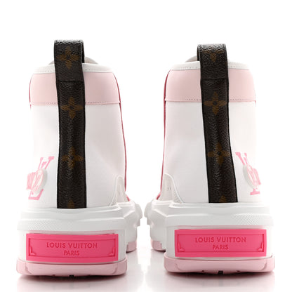 Louis Vuitton Canvas Monogram LV Squad Sneaker Boots 36.5 White Pink 5 of 11