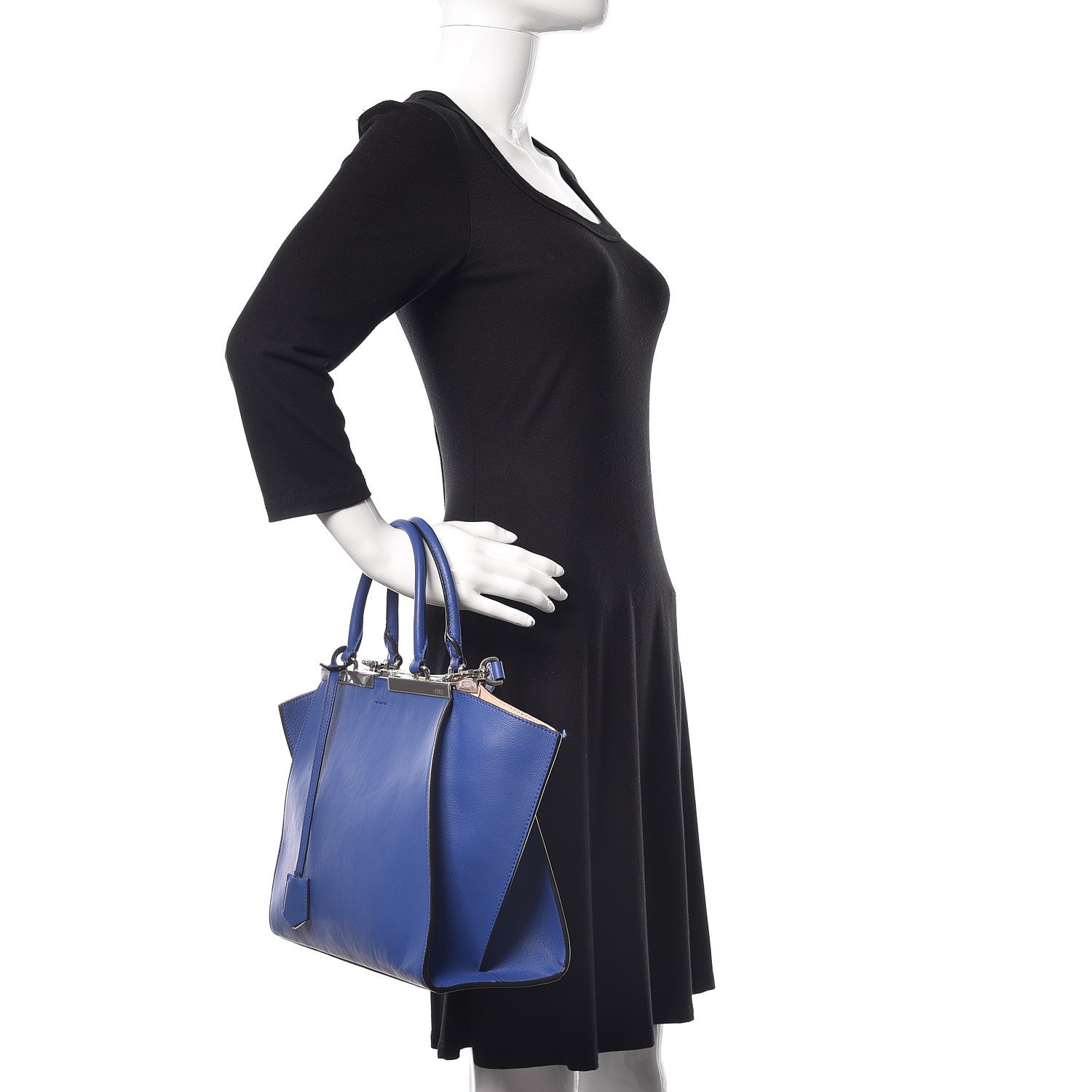 Fendi Vitello Dolce Shiny Nappa Petite 3Jours Tote Blue Neon Rosa Plaster 3 of 13