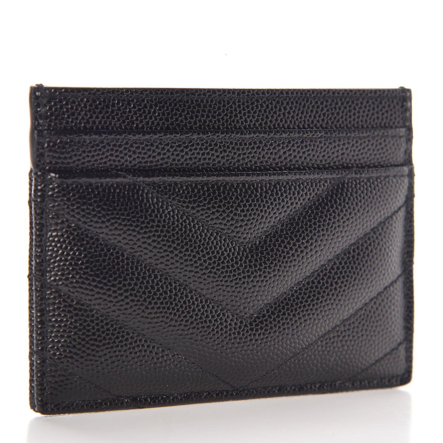 Grain De Poudre Matelasse Chevron Monogram Credit Card Case Black
