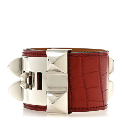 Hermes Matte Alligator Collier De Chien CDC Bracelet S Rouge H 3 of 5