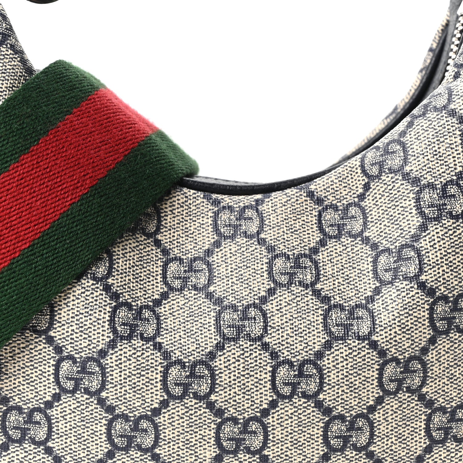 Gucci GG Supreme Monogram Textured Calfskin Web Small Attache Shoulder Bag Beige Blue 8 of 10