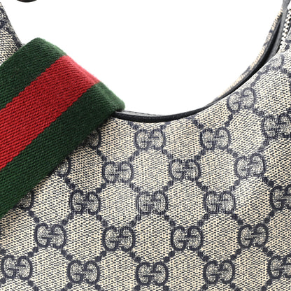 Gucci GG Supreme Monogram Textured Calfskin Web Small Attache Shoulder Bag Beige Blue 8 of 10