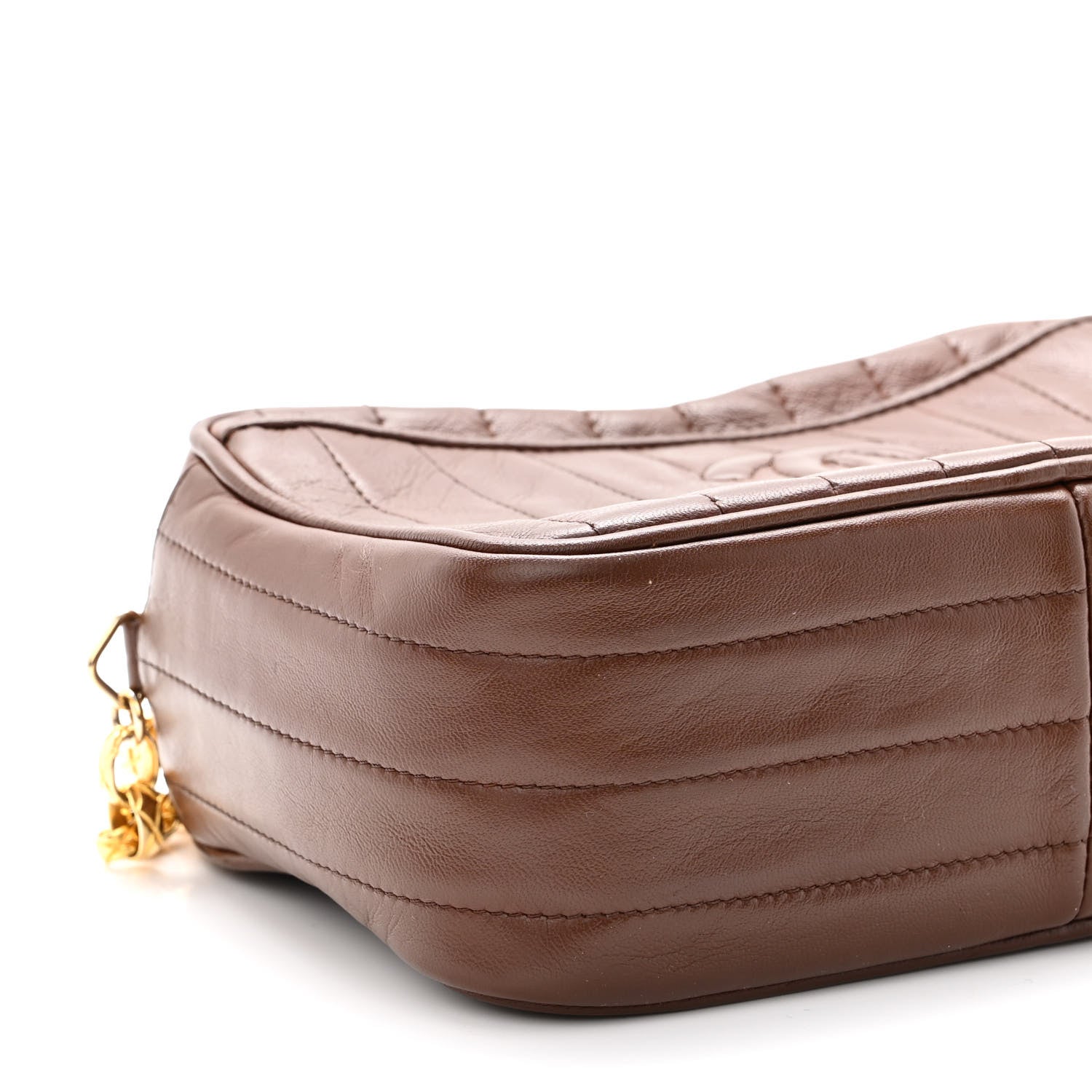 Chanel Lambskin Vertical Quilted Tassel Camera Case Brown 9 of 10