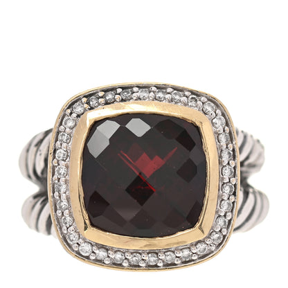 David Yurman Sterling Silver 18K Yellow Gold Diamond Garnet 11mm Albion Ring 54 7 1 of 5