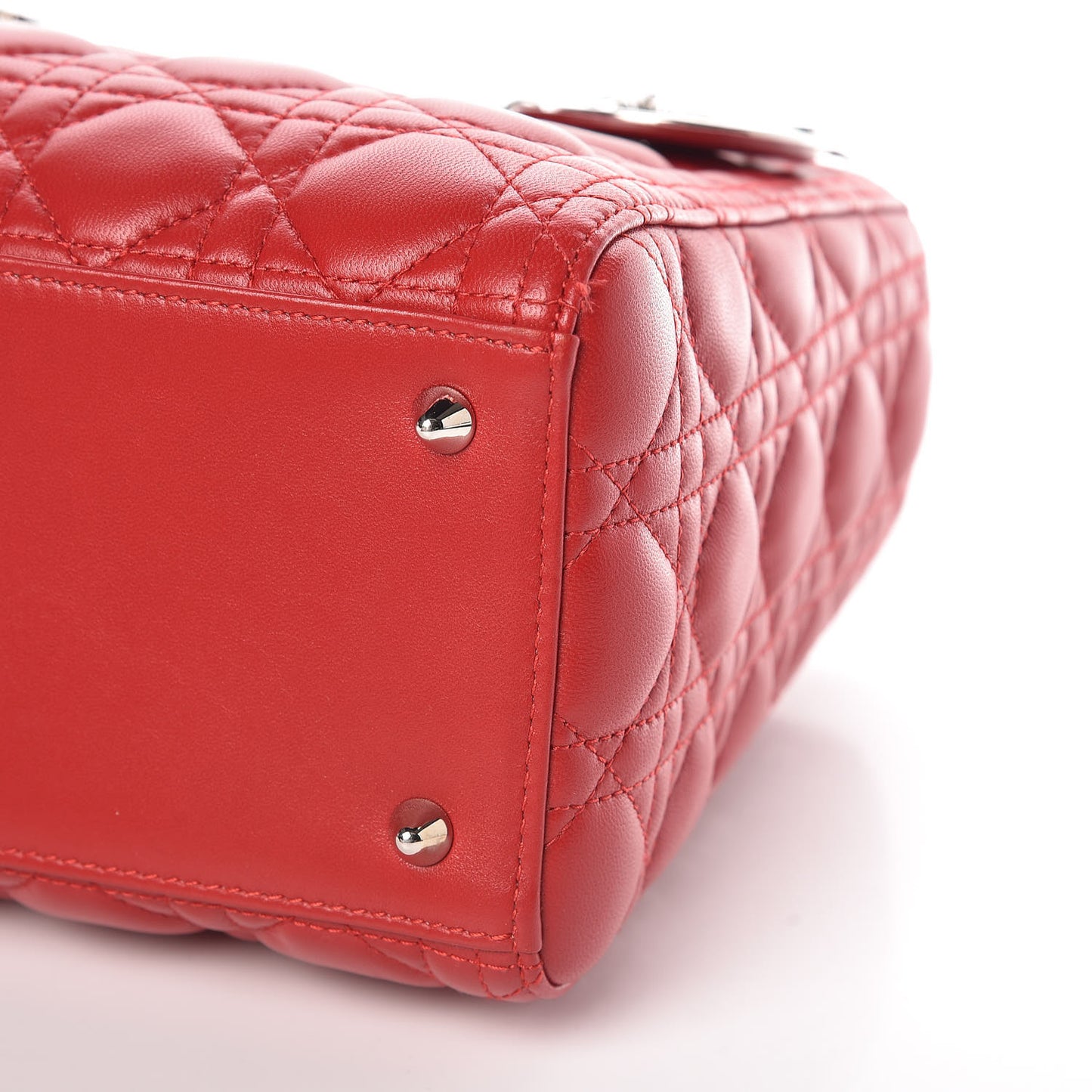 Lambskin Cannage Medium Lady Dior Red
