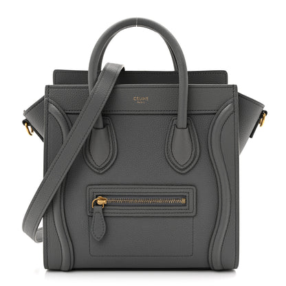 Celine Drummed Calfskin Nano Luggage Kohl 1 of 13