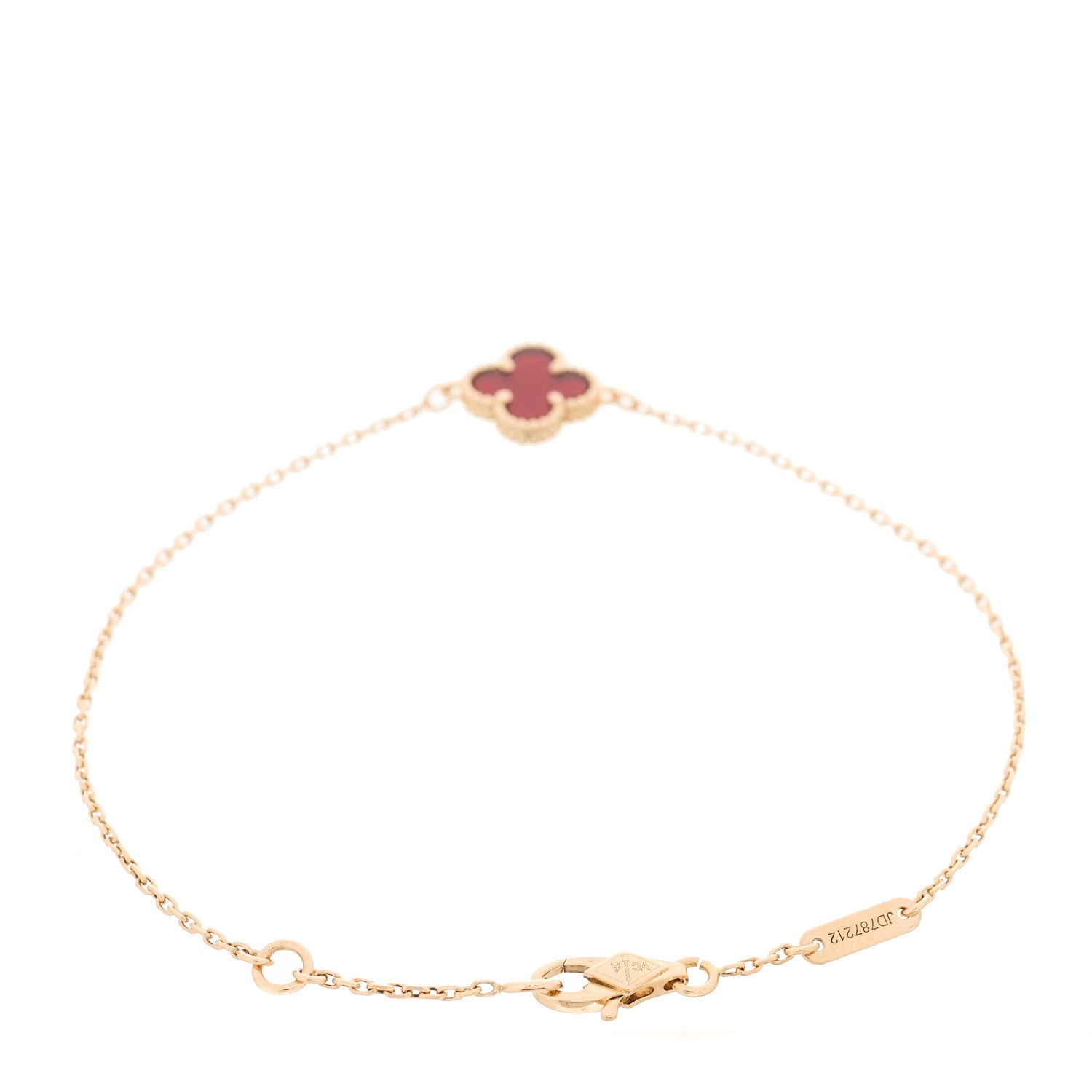 Van Cleef & Arpels 18K Rose Gold Carnelian Sweet Alhambra Bracelet 2 of 5