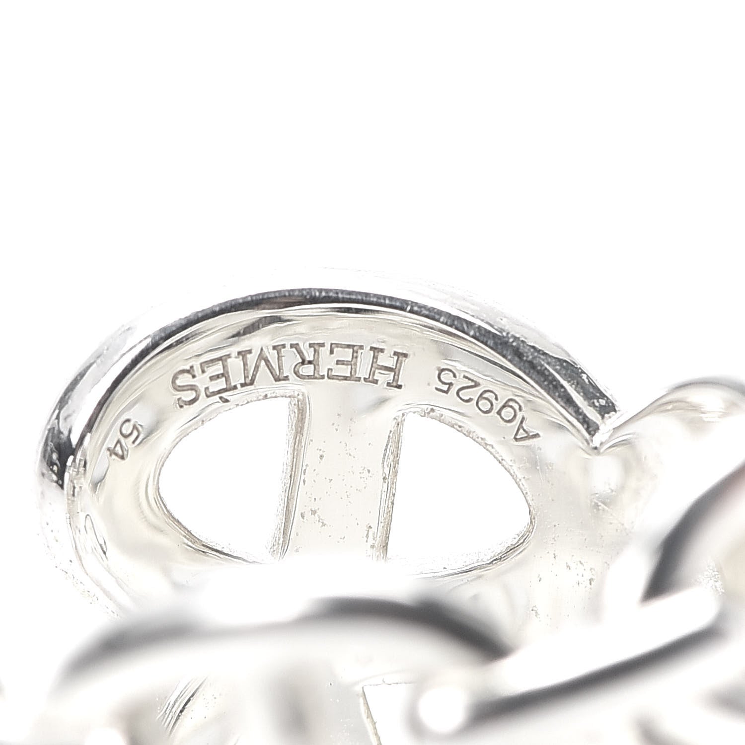 Hermes Sterling Silver GM Chaine d'Ancre Enchainee Band Ring 54 6.75 4 of 5