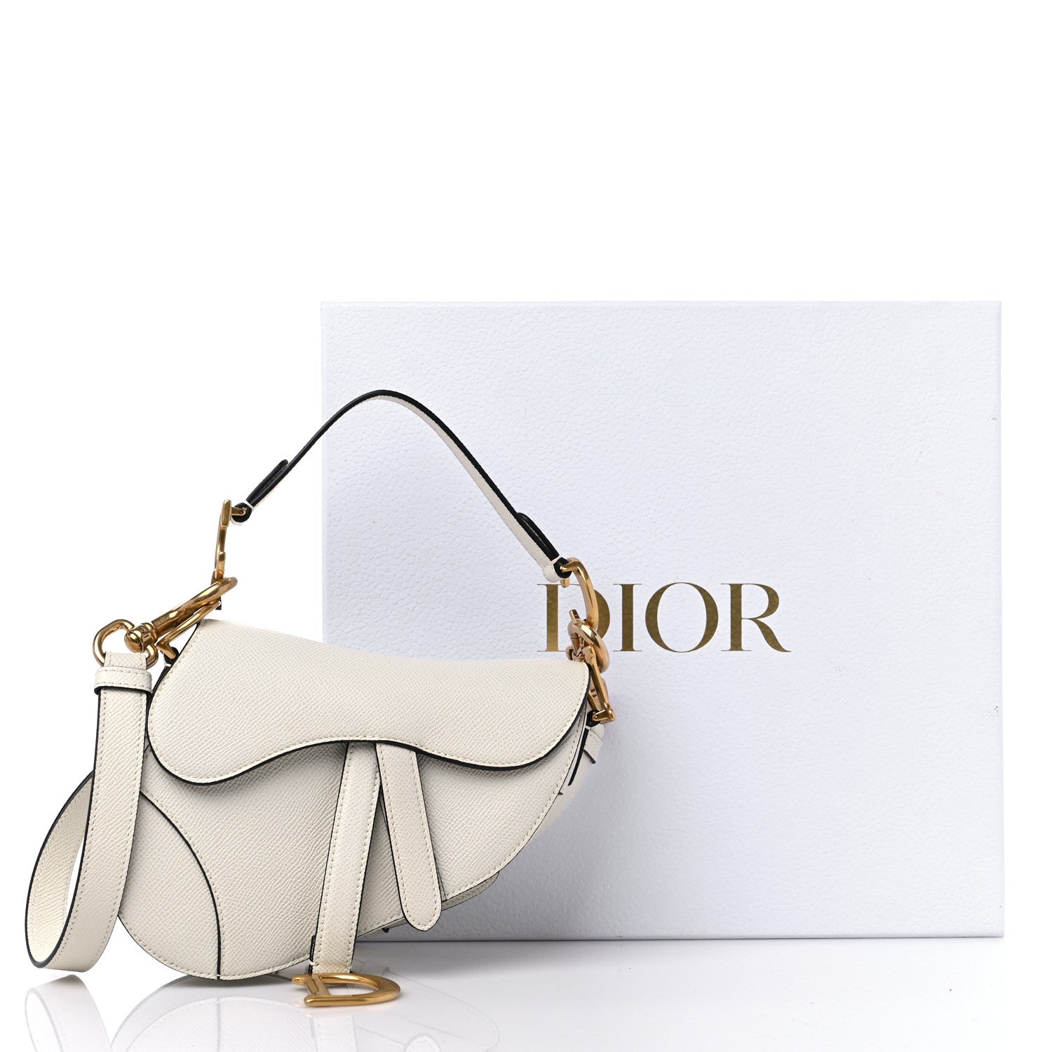 Christian Dior Grained Calfskin Mini Saddle Bag With Strap White 10 of 10