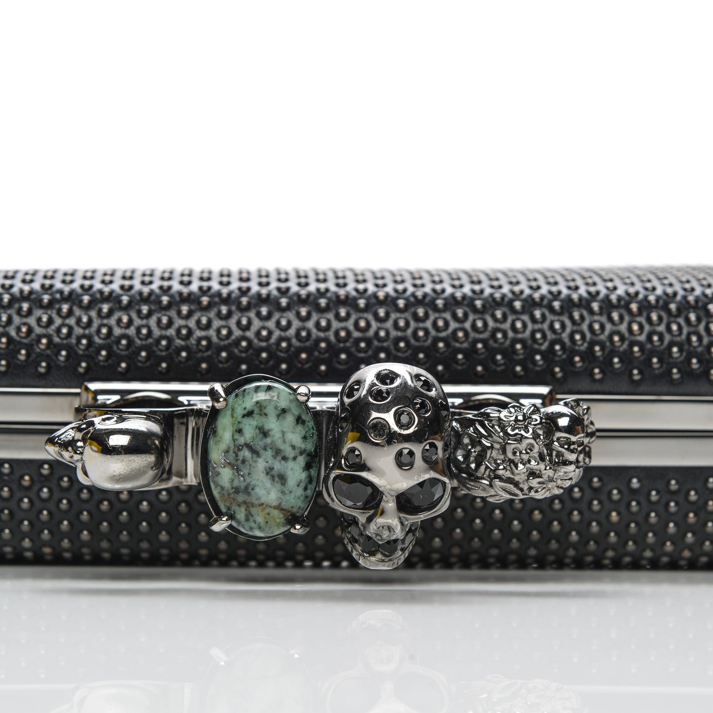 Studded Knucklebox Clutch Black