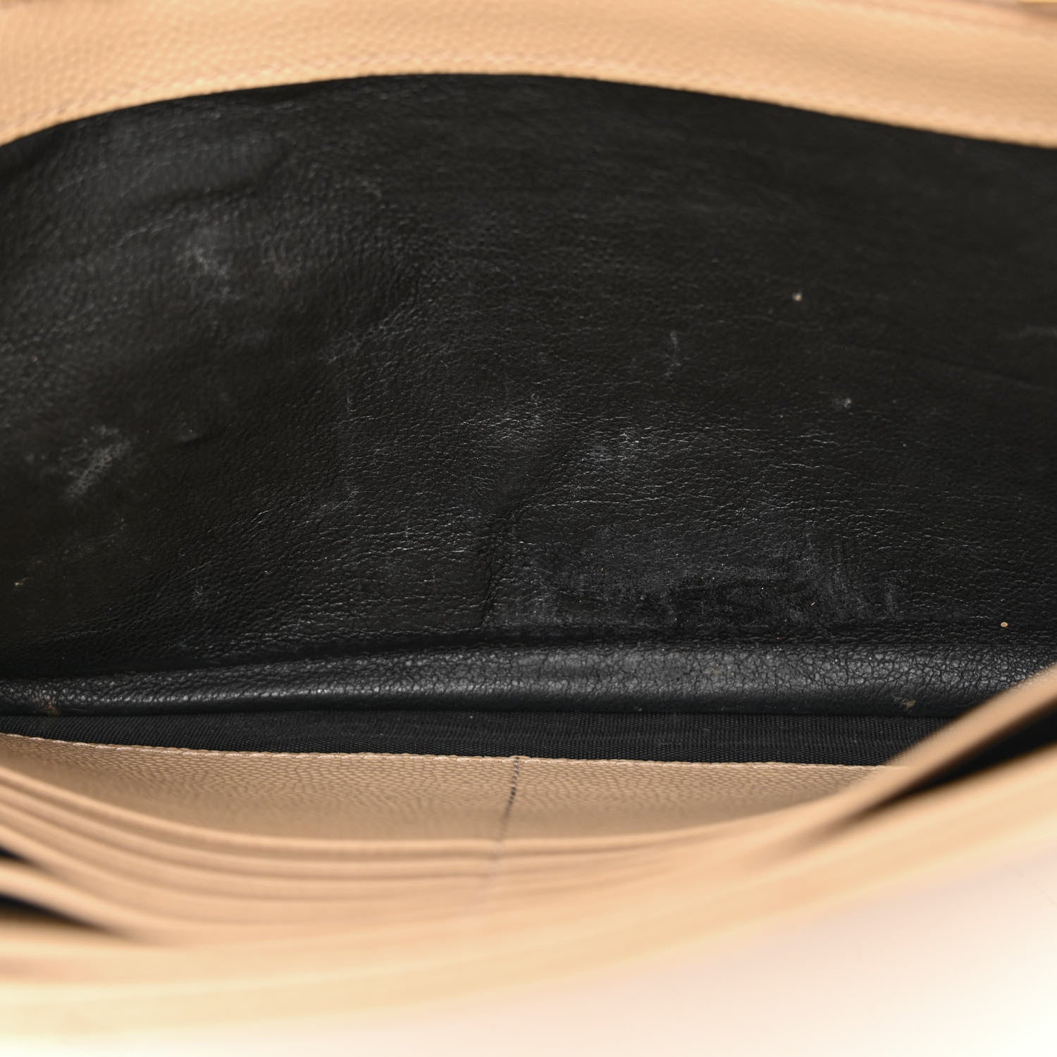 Saint Laurent Grain De Poudre Matelasse Chevron Monogram Chain Wallet Dark Beige 12 of 14