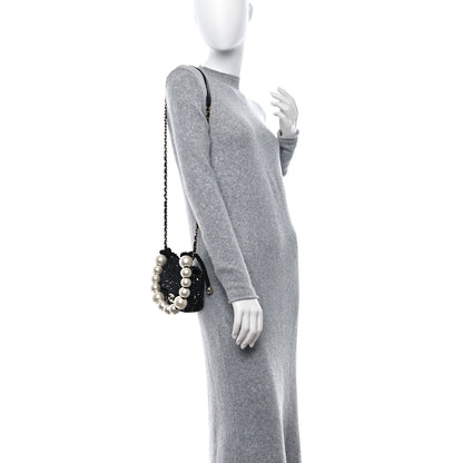 Chanel Tweed Mini Pearl Handle Flap Black Ecru 3 of 9