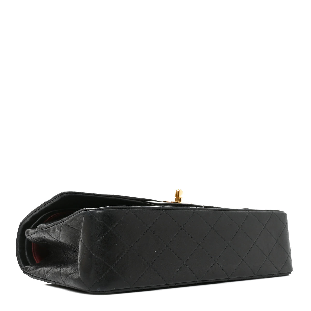 Lambskin Quilted Medium Double Flap Black