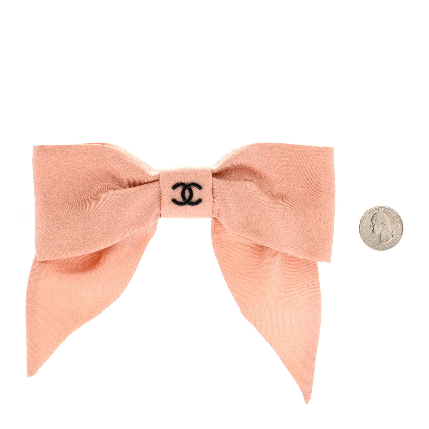 Chanel Silk Bow CC Hair Clip Pink Black 2 of 4