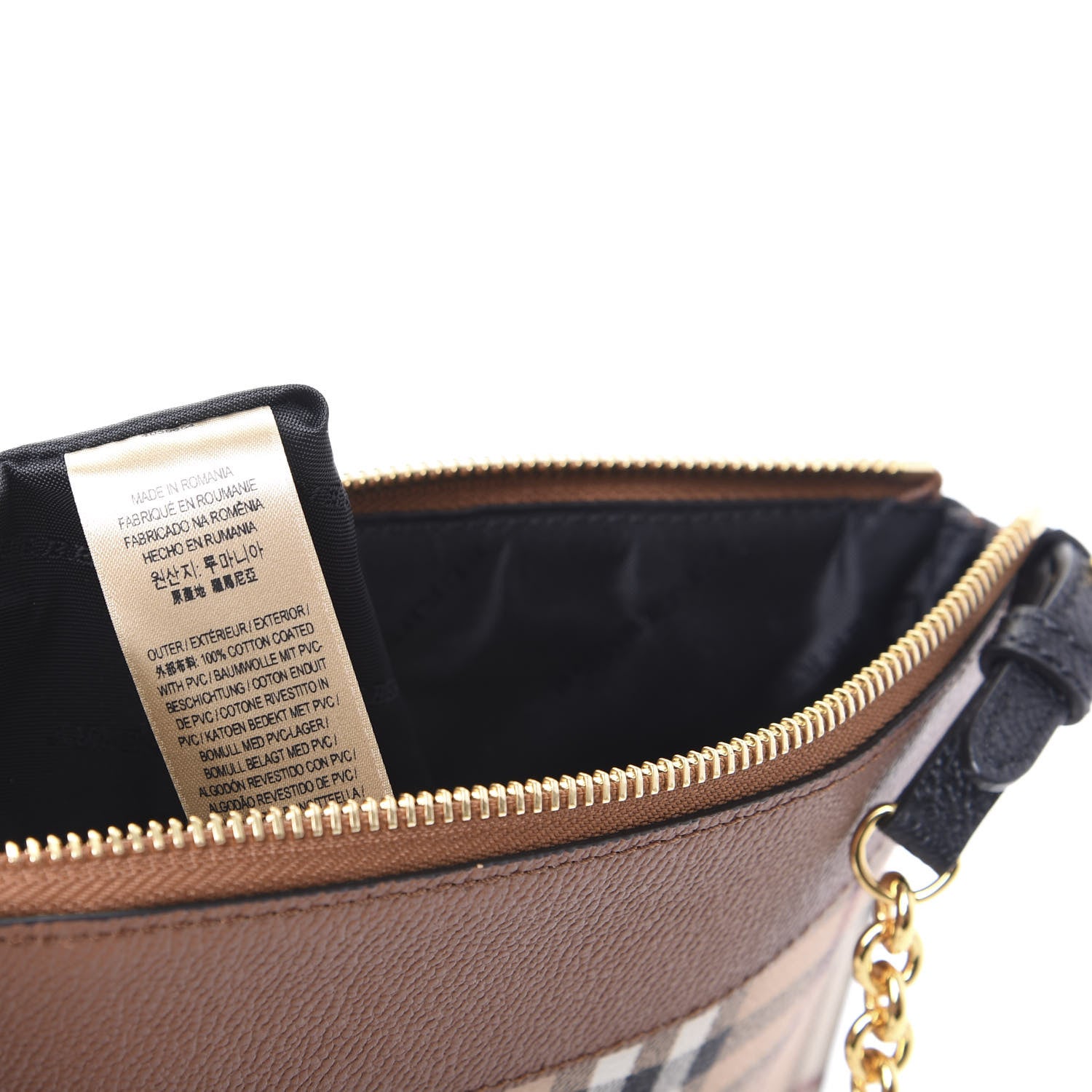 Burberry Haymarket Check Peyton Crossbody Clutch Bag Toffee 9 of 11