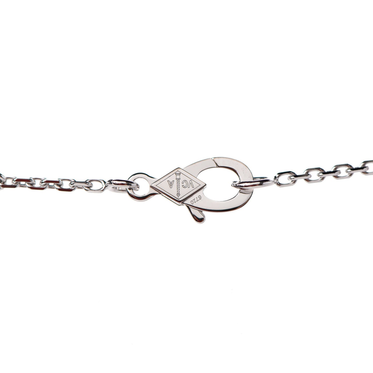 18K White Gold Chalcedony Vintage Alhambra Pendant Necklace