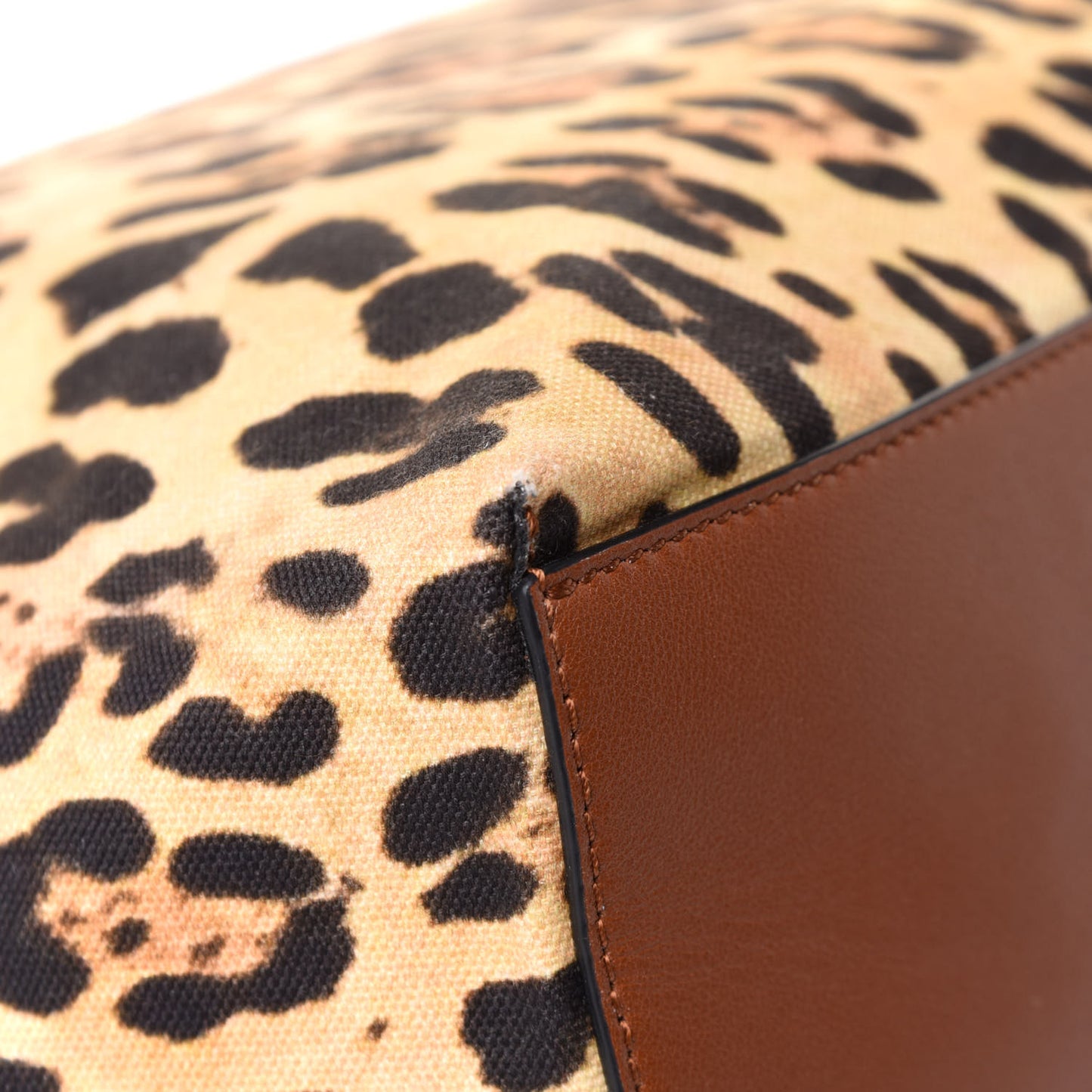 Canvas Nappa Leopard Print Rockstud Tote Brown