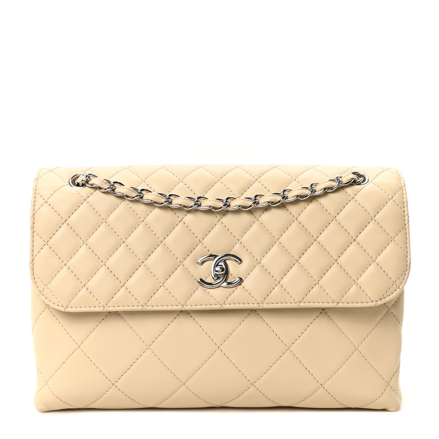Calfskin Quilted In the Business Flap Bag Light Beige