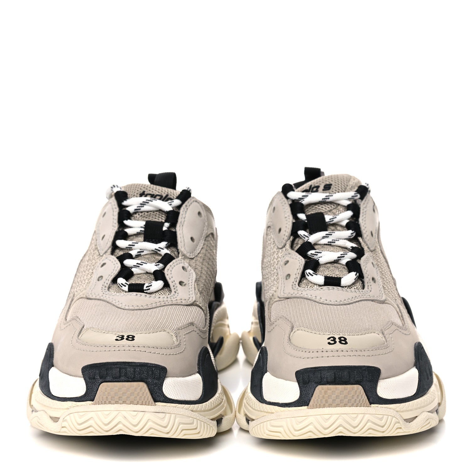Balenciaga Fabric Mesh Womens Triple S Sneakers 38 Beige Black 2 of 9