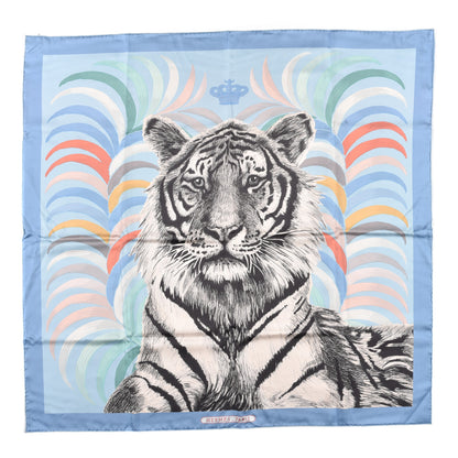 Hermes Silk Carre Double Face Tigre Royal Scarf 90 Ciel Anthracite Multi 1 of 4