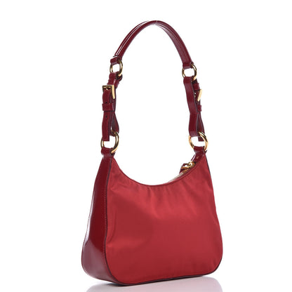 Prada Tessuto Nylon Spazzolato Shoulder Bag Red 3 of 6