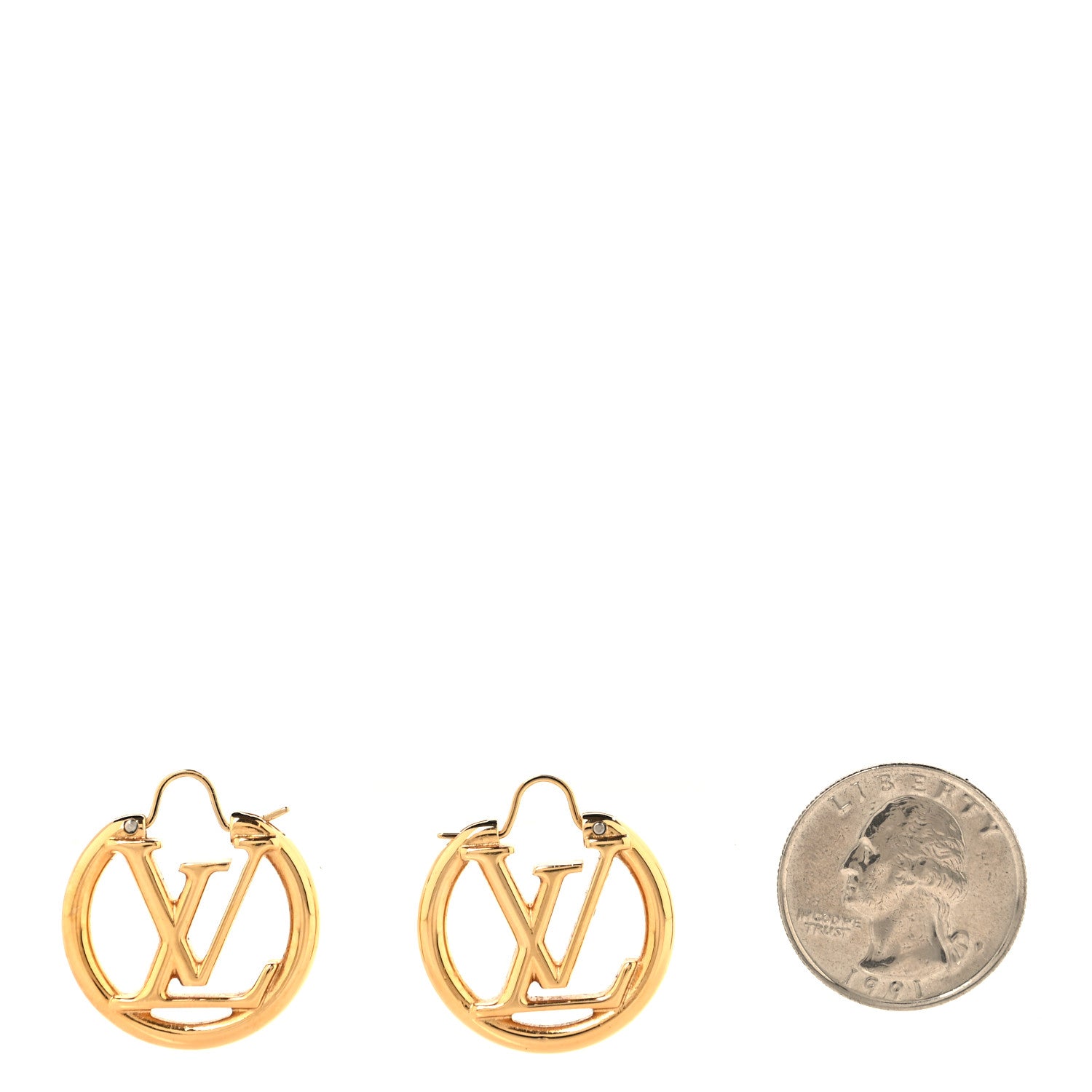 Louis Vuitton Metal Small Louise Hoop Earrings Gold 2 of 4