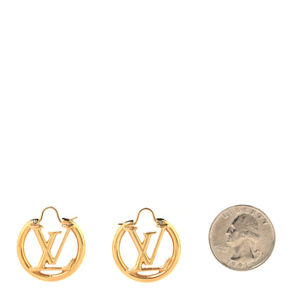 Louis Vuitton Metal Small Louise Hoop Earrings Gold 2 of 4