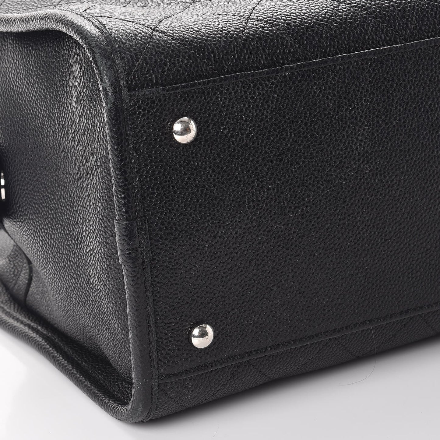Caviar Stitched Shopping Tote Black